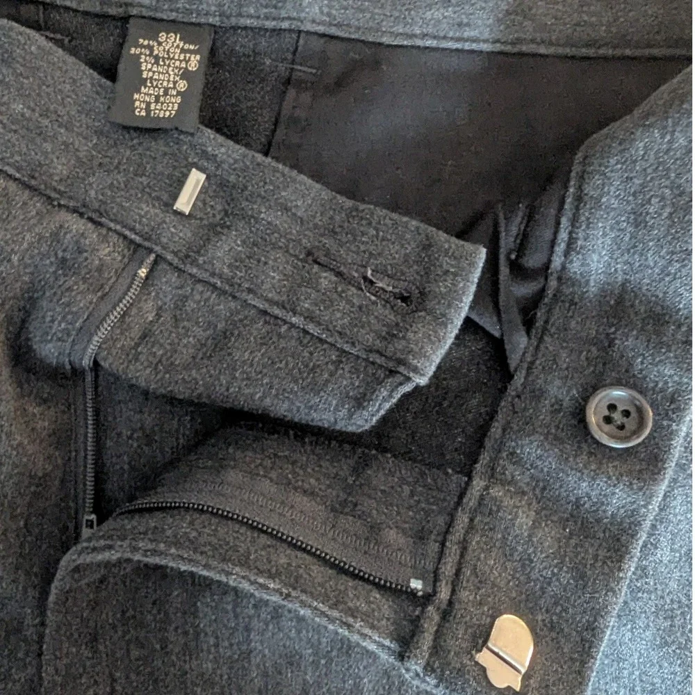 Vtg Banana Republic Dress Pants Mens 33L Charcoal Gray Flat Front Classic Prep‎